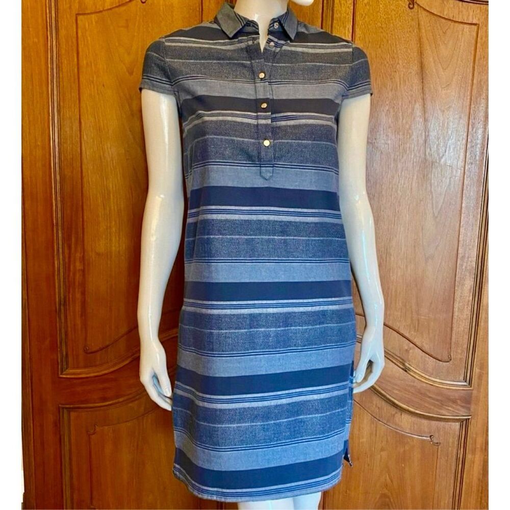 TOMMY HILFIGER Dress Blue Stripe Shirt Dress Size 2 • NEW WITH TAGS •